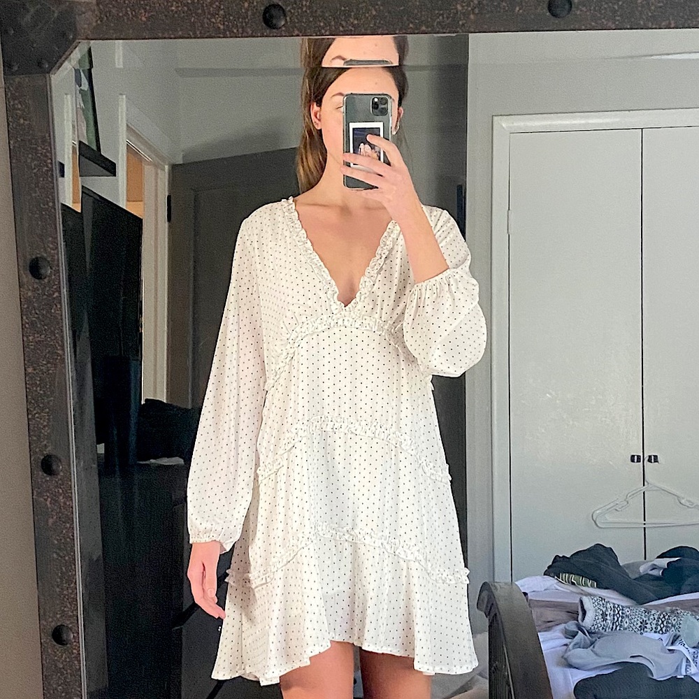 Long sleeve polka-dot Princess Polly dress